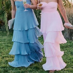 Lulus Seriously Sensational Light Pink Strapless Tiered Maxi Dress - Size S